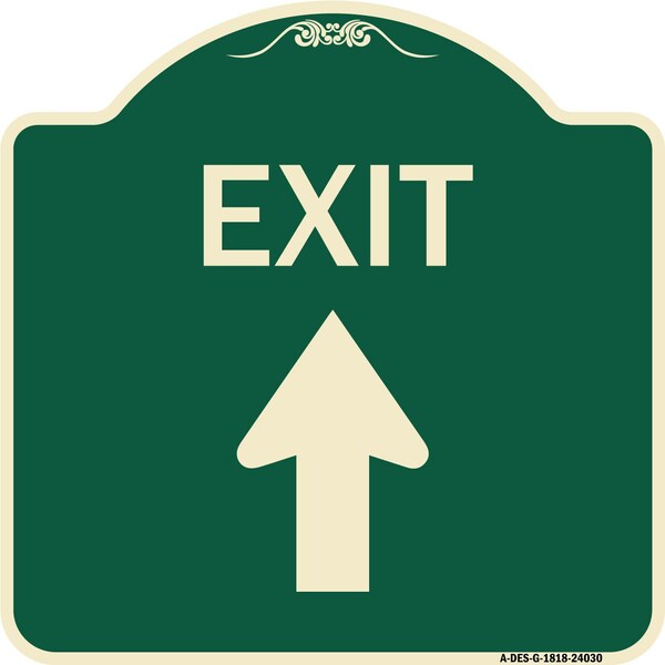 Exit Exit with Up Arrow Heavy-Gauge Aluminum Architectural Sign, 18" H, 18" L, G-1818-24030